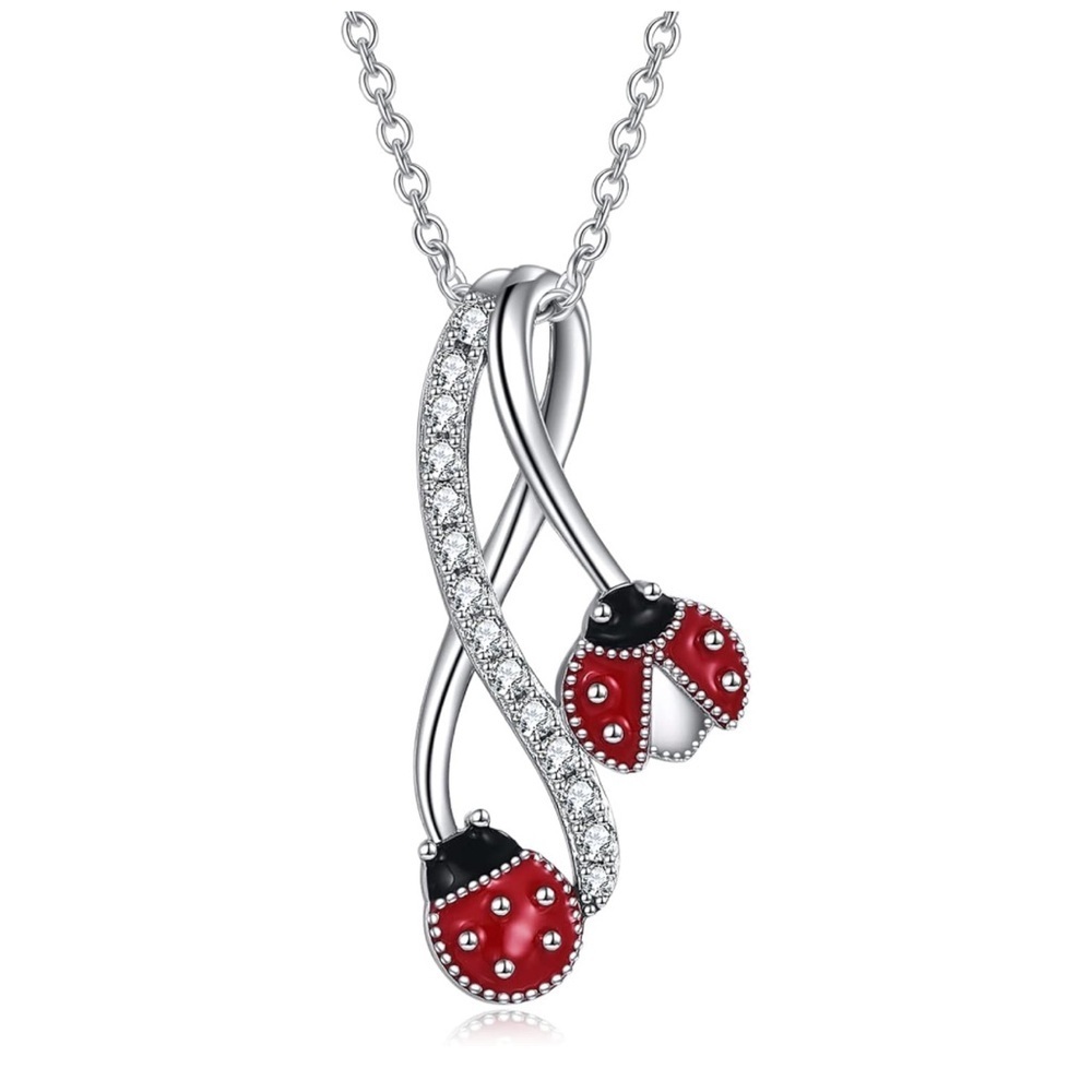 14k 925 Diamond LadyBug Necklace